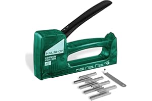 HAUSHOF Light Duty Staple Gun, Upholstery Staple Gun with 800PCS JT21 Staples and Stapler Remover, Fits JT21 Staple of 1/4'', 5/16'' & 3/8'', Used for Wood, Classroom, Crafts, DIY (Green Transparent)