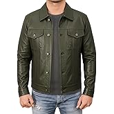 STOREJEES Leather Trucker Jacket Men - Real Lambskin Shirt Style Vintage Fashion Mens Leather Jacket