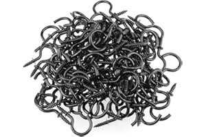 HELIFOUNER 120 Pieces 7/8 inch Cup Screw Hooks, Screw-in Hooks, Ceiling Hooks, Self-Tapping Screws Hooks, Hanging Hooks, Screw Hooks, Black