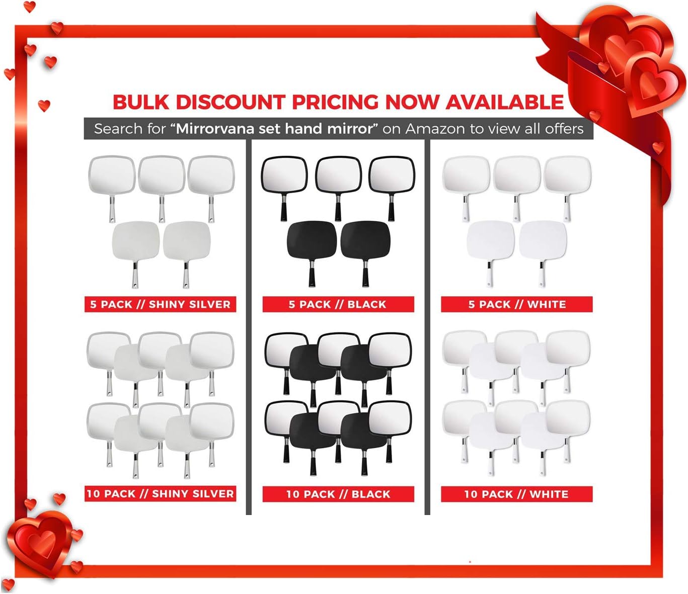 Mirrorvana Large & Comfy Hand Held Mirror with Handle - Professional Salon Model in White (1-Pack): Home & Kitchen