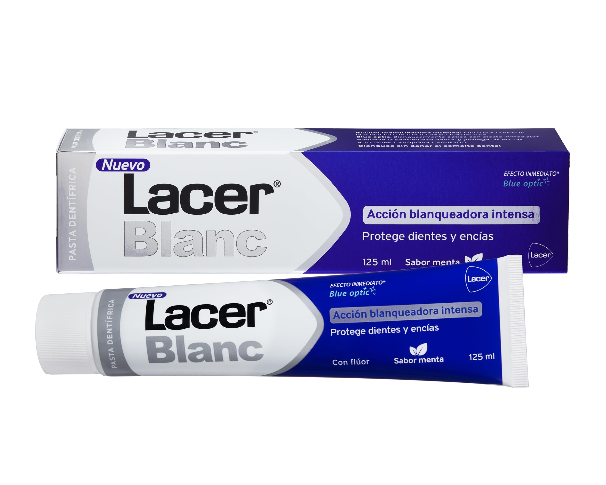 LACER Blanc Whitening Toothpaste 125 ml Mint Flavor, Whitening Action, Removes Teeth Stains, Prevents Plaque, Tartar and Tooth Sensitivity, Gum Protection