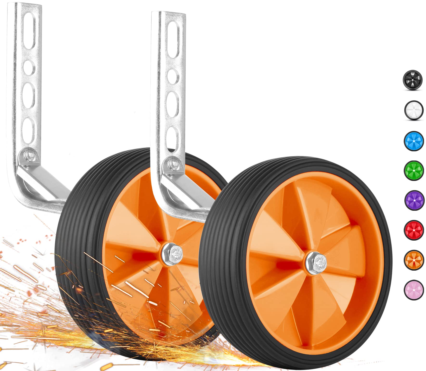 PROMETHEUS BICYCLES Stabilisers for childs bike 12 inch 14 inch 16 inch 18 inch Kids bike Stabilisers | Training wheels Bicycle Support Stable Steel Construction with Rubber Tires (Orange)