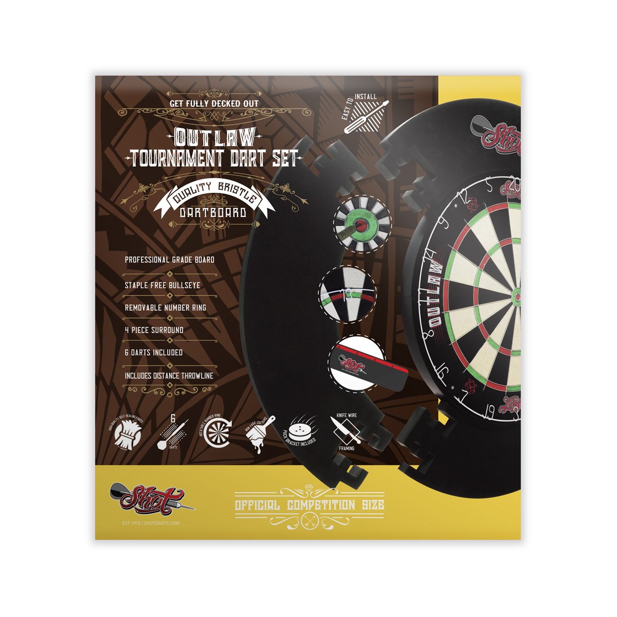 高品質の激安 ダーツボード Tournament Dartboardセットbyショットdarts Fullサイズ18 B07d78j78j Dartセット Tip Steel And Dartboard Bristle Outlaw 1 X 感謝の声続々 Www Aiq Aiq Com Mx