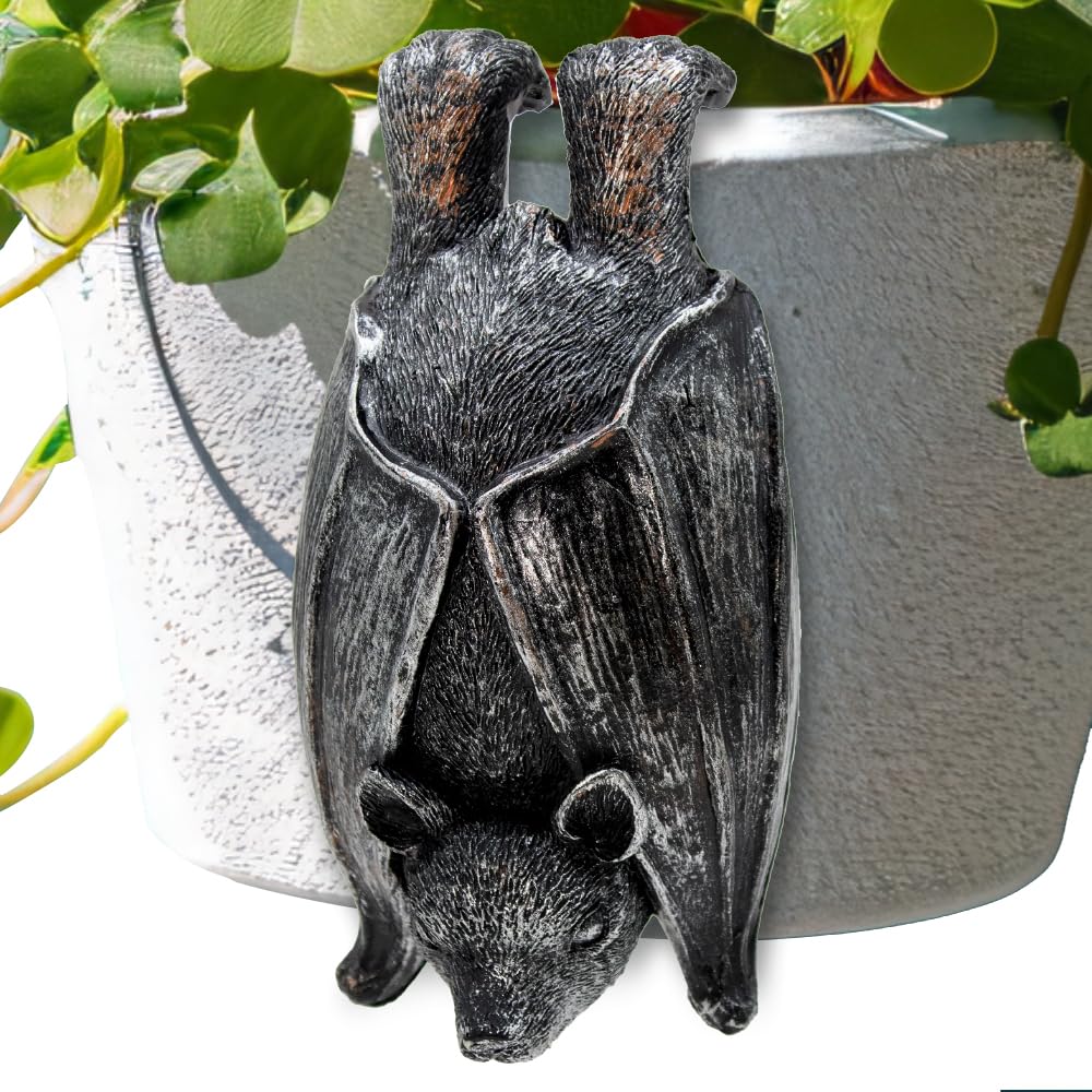 Hollylife Halloween Hanging Bat Statue Bat Shaped Flower Pot Ornament Garden Decoration Bat Pendant Resin Crafts Outdoor Animal Bat Plants Pot Vase Decoration Hanger Home Office Decoration