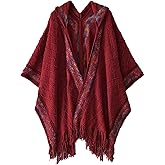Bsubseach Knit Shawl Wraps for Women Soft Fringe Poncho Sweater Cape with Hooded for Fall Winter