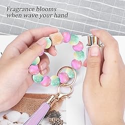 Weixiltc Bracelet Keychain Wristlet, Silicone Bead