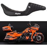 Advanblack Touring Professional Monkey Extended Reach Tall Boy Seat - Fit for 2009-2023 Harley Touring (Pro-Monkey Seat) (Black Stitching)