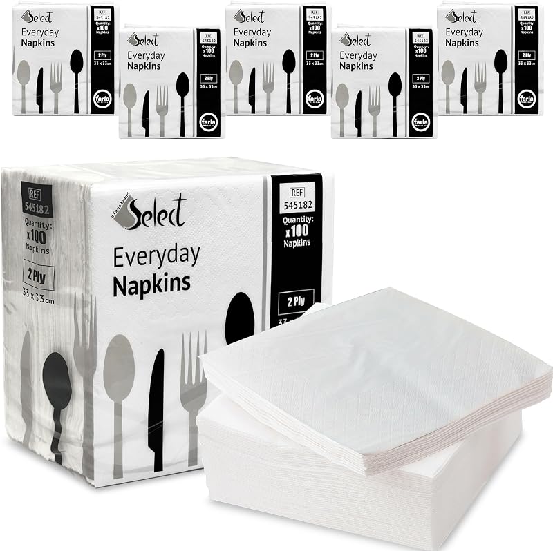 Farla Medical Select White Paper Napkins 2-Ply 6 x 100 Pack Free Dispenser