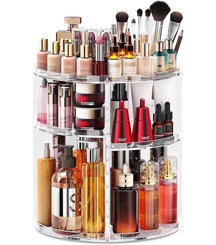 HBlife Organiseur De Maquillage En Plastique Pour Coiffeuse, Grands Organiseurs De Soins De La Peau, 8 Compartiments, Organisateur De Salle De Bain, Rangement Cosmétique, Blanc