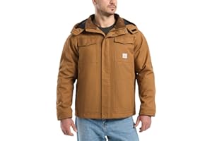 HISEA Winter Work Jackets for Men, Water Resistant Hooded Duck Canvas Coat, Relaxed Fit Insulated Utility Jacket with Pockets