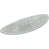 MDLUU Small Glass Mosaic Decorative Silver Boat Shaped Tray, Living Room Table Centerpiece Bowl, Home Decor Accent Plate for 