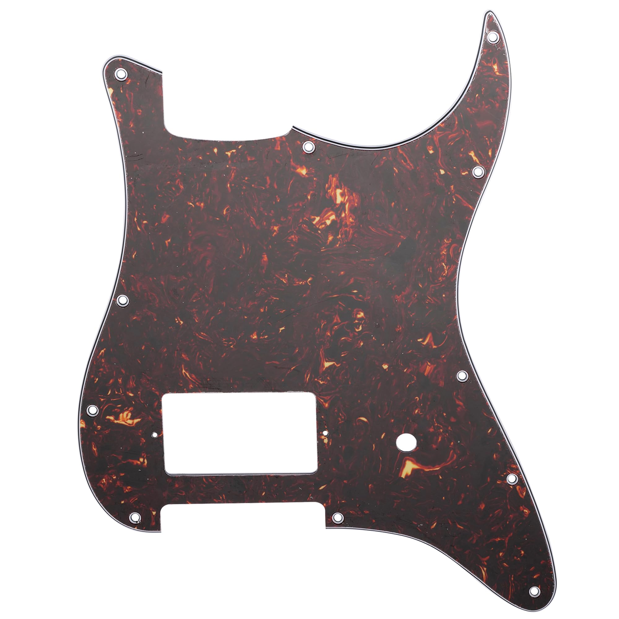 Musiclily Pro 11 Holes ST Strat One Humbucker Guitar Pickguard Scratch Plate for USA/Mexico Fender Tom Delonge Stratocaster Electric Guitar, 4ply Tortoise Shell
