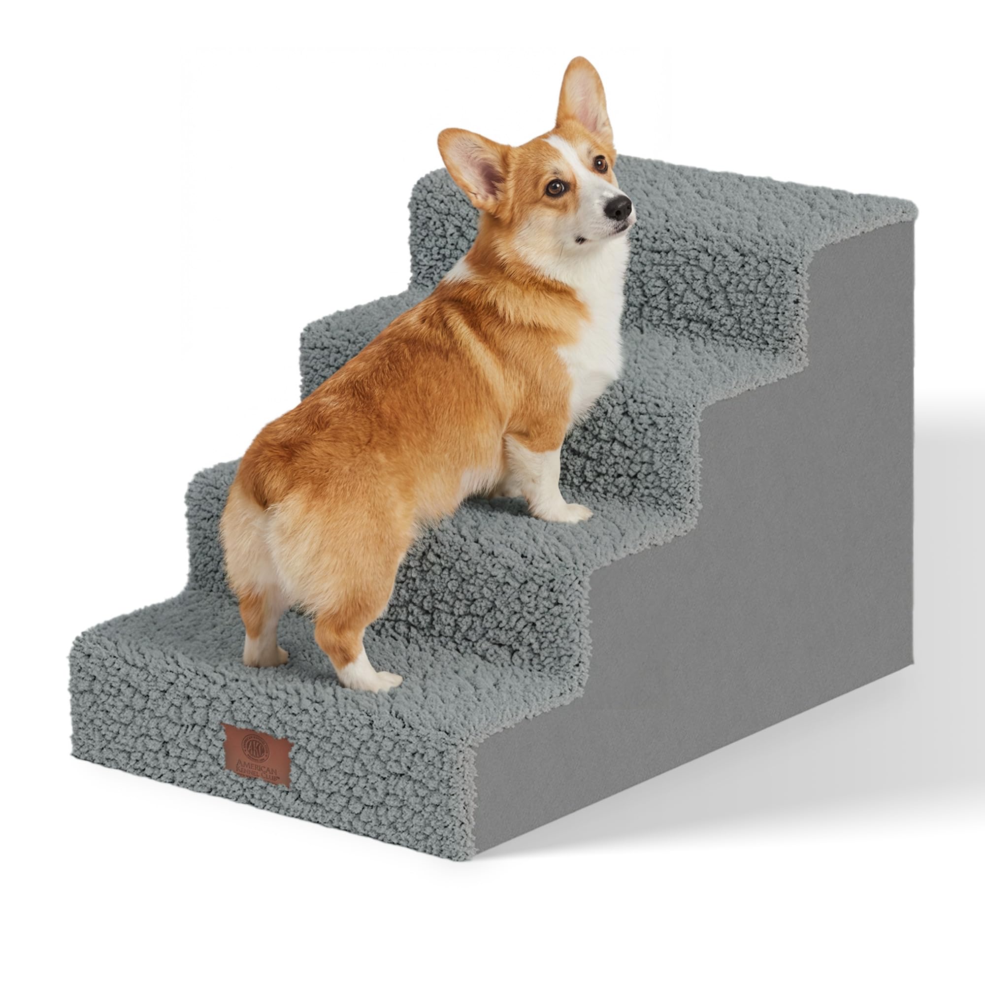 Photo 1 of AKC 4-Step Pet Stairs – Durable, Non-Slip Steps for Small Dogs and Cats, Washable Cover, Simple No-Tool Assembly, Supports Up to 50 lbs