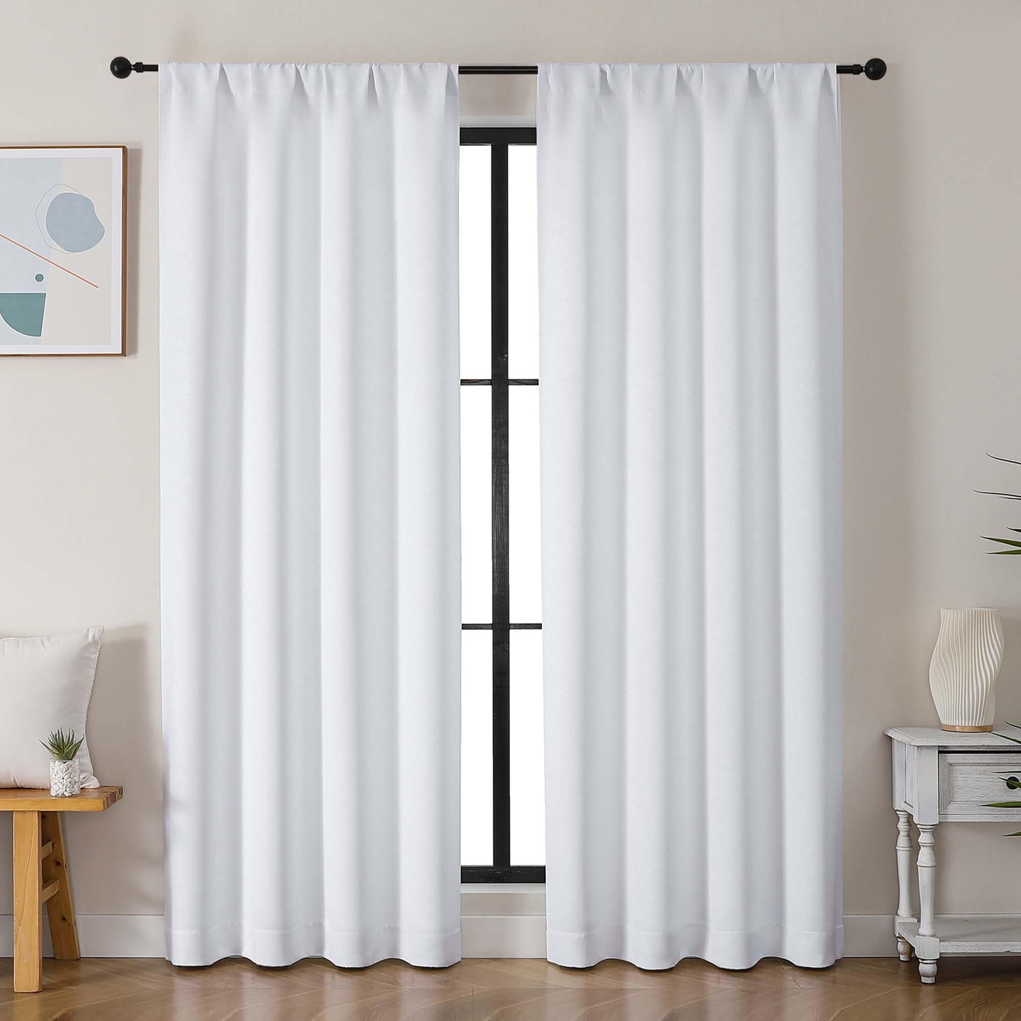 Photo 1 of Simplebrand Ava Pure White Curtains for Bedroom 78 Inch Length 2 Panels Set, Light Filtering Window Treatment, Light Filtering Curtain Drapes, Soft Casual Rod Pocket Privacy Curtains, W40 x L78 Inch
