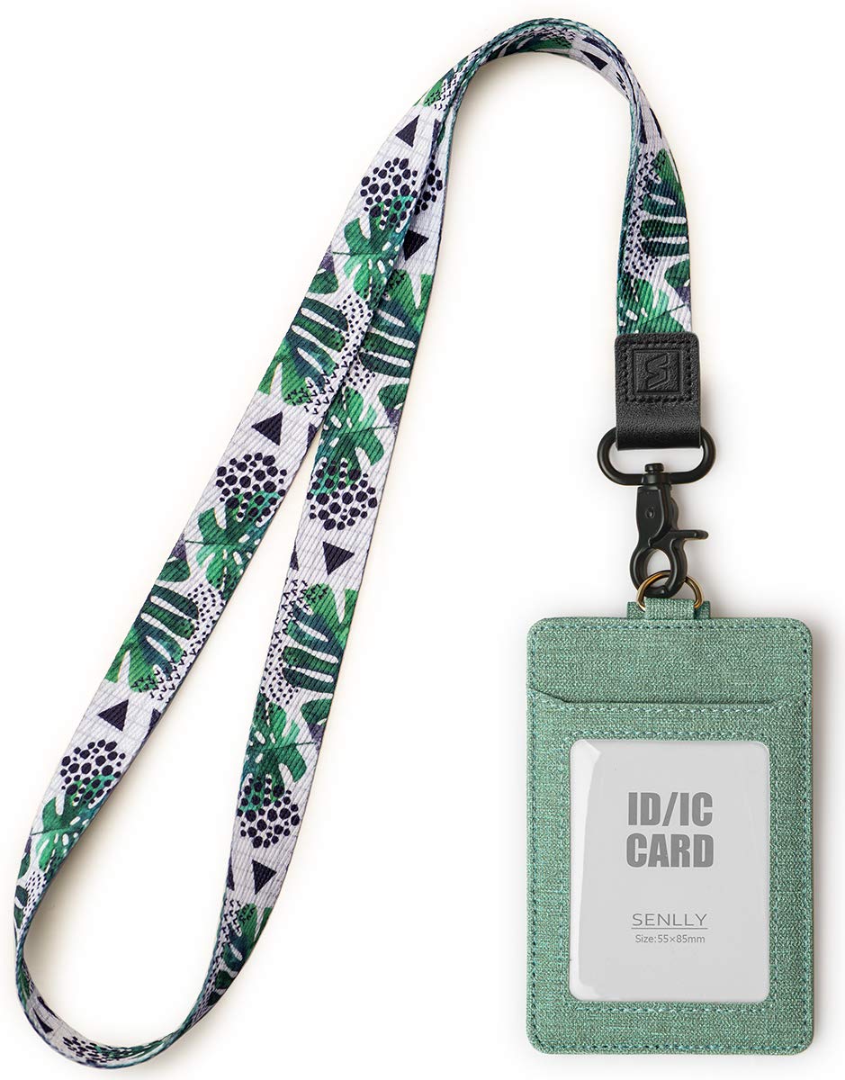 SENLLY ID Badge Holder Gift with Cute Neck Lanyard Strap, 2 Card Slots and 1 Clear ID Window, for Women and Men