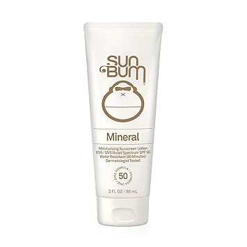 Sun Bum Mineral Sunscreen Lotion Spf 50 Reef Friendly Broad Spectrum Uva Uvb Protection Hypoallergenic Paraben Free Gluten Free Vegan 3 Fl