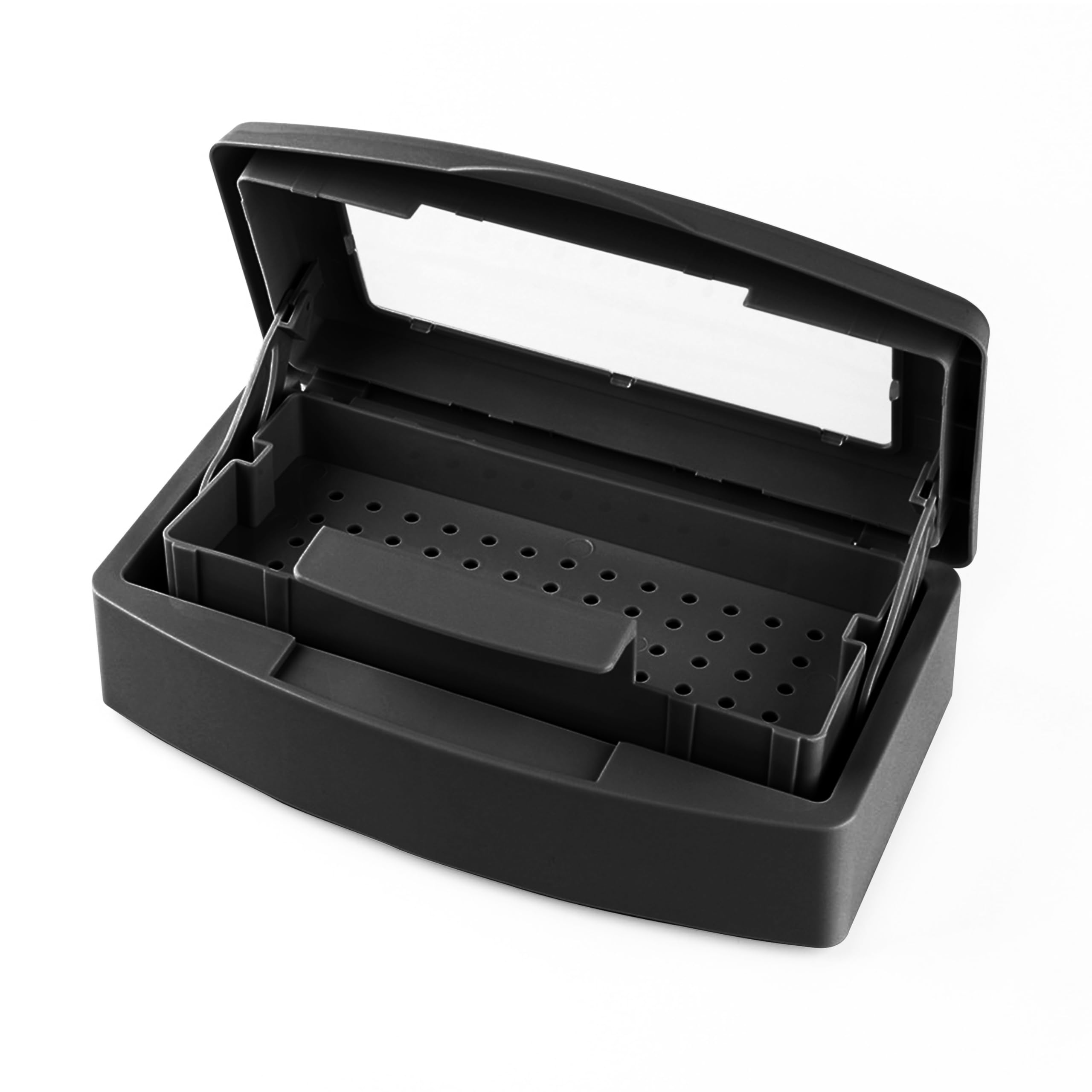 Photo 1 of Nail Tool Sterilizers Plastic Nail Art Tray,Clean Box Storage Organizer for Nail,Tweezers, Cutter Manicure Equipment-Nail Art Tool (black)