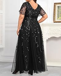 Plus Size Formal Dresses Black Evening Gowns Sequin