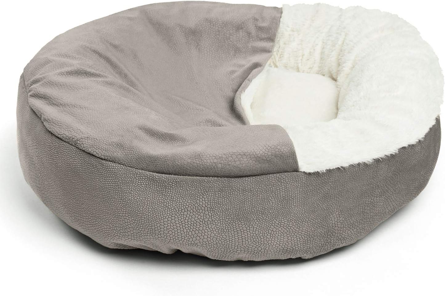 Best Friends by Sheri Cozy Cuddler Luxury Orthopedic Dog and Cat Bed with Hooded Blanket for Warmth and Security - Machine Washable, Water/Dirt Resistant Base - Standard Grey Ilan : Pet Supplies