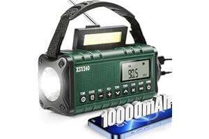 LEATON Emergency Radio, NOAA Weather Alert, Portable Solar Hand Crank AM/FM Radio for Survival,10000MAH Rechargeable Battery Powered Radio, USB-C Charger,Clock SOS Alarm & Flashlight,Reading Lamp,for Outdoor