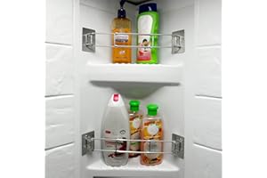 KANFOUAELA Adjustable RV Shower Corner Storage Bar, Stainless Steel Rod (7-13 inches), Screw-Mount for Stability, Includes Bonus Toothbrush Cup Holder – Ideal for Camper Bathroom Shelves & Organization (2 Pack)
