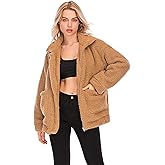 YYW Jackets for Women,Casual Fleece Fuzzy Faux Shearling Warm Winter Oversized Outwear Jackets Shaggy Coat