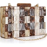 YYW Acrylic Purses and Handbags with Marbling for Women Elegant Banquet Evening Crossbody Handbag Box Clutch