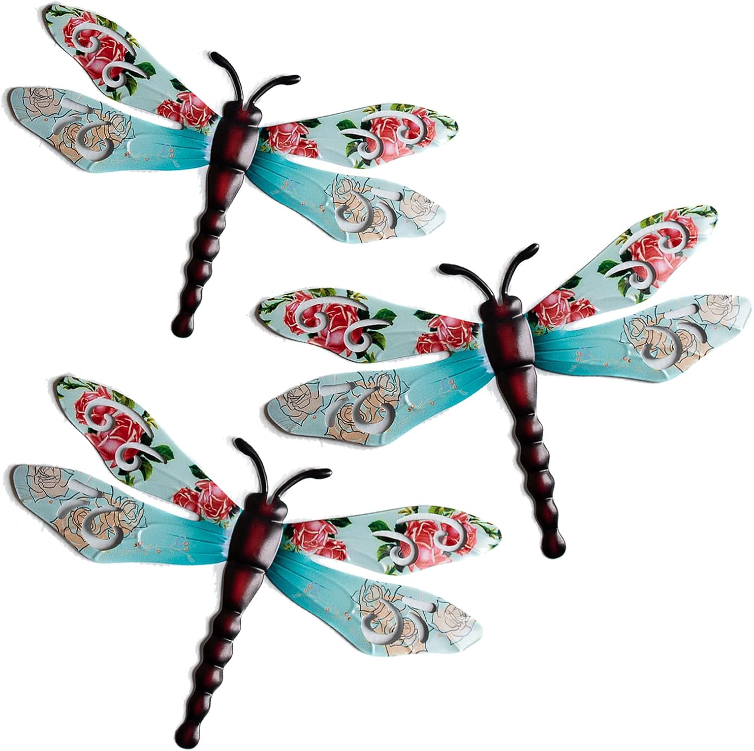 Plaques & Wall Art - EYONGLION Metal Dragonfly Wall Decor,Dragonfly Garden Decor for Outside,Yard Decorations Outdoor Metal,Metal Dragonfly Outdoor,14.8 Inch,Pack of 3
