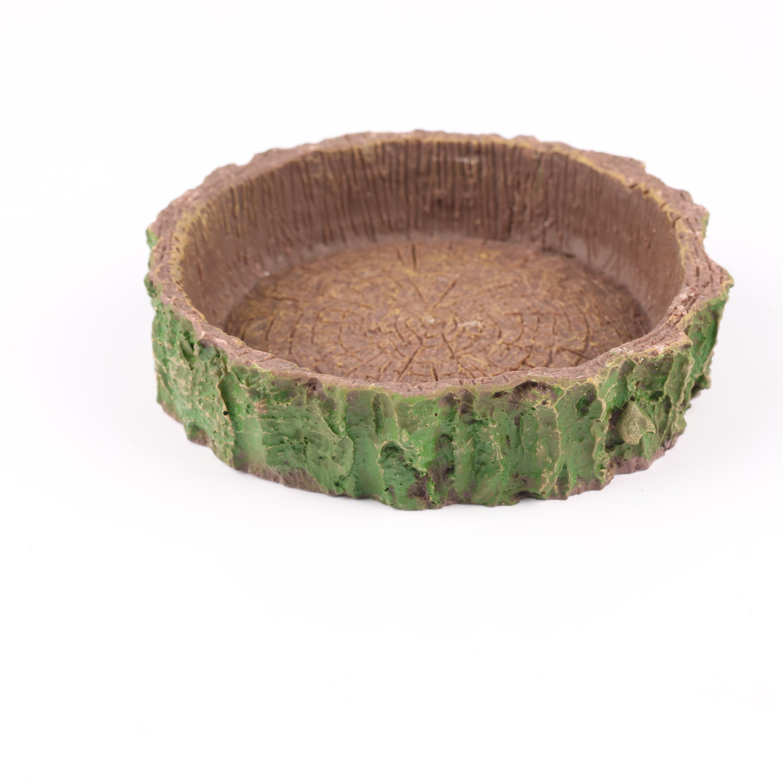 Natural Tree Trunk Reptile Water Dish | Realistic Bark Design, Durable and Safe Resin Bowl for Terrariums, Amphibians Lizards Turtles and Small Animals | Easy to Clean | Medium (9.5 x 9.5 x 2.5cm)