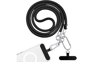 BFSD·DM Cell Phone Lanyard, Universal Crossbody Patch Phone Lanyards,2× Phone Patches,Nylon Phone Lanyards for Around The Neck,Compatible with Most Smartphones, anti theft(Black,48 inch)