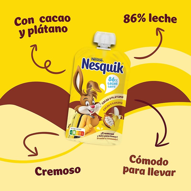 NESTLÉ NESQUIK Saco de Banana Cacau, para crianças a partir dos 3 anos, saco de 110g