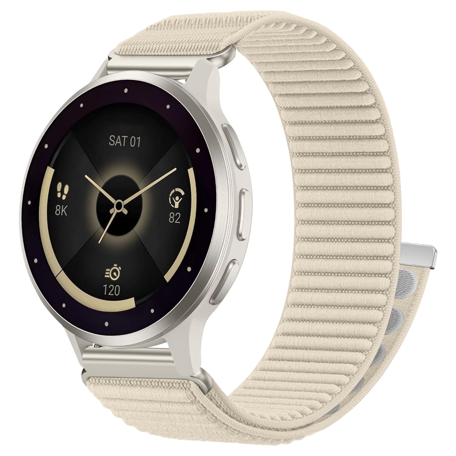 Hook Loop 18mm Watch Band Compatible with Garmin Vivoactive 4S/Vivoactive 3S/Venu 4 41mm/Venu 3S/2S Band, Soft Nylon Breathable Sport Smartwatch Bands for Garmin Forerunner 255S/265S Strap Women Men