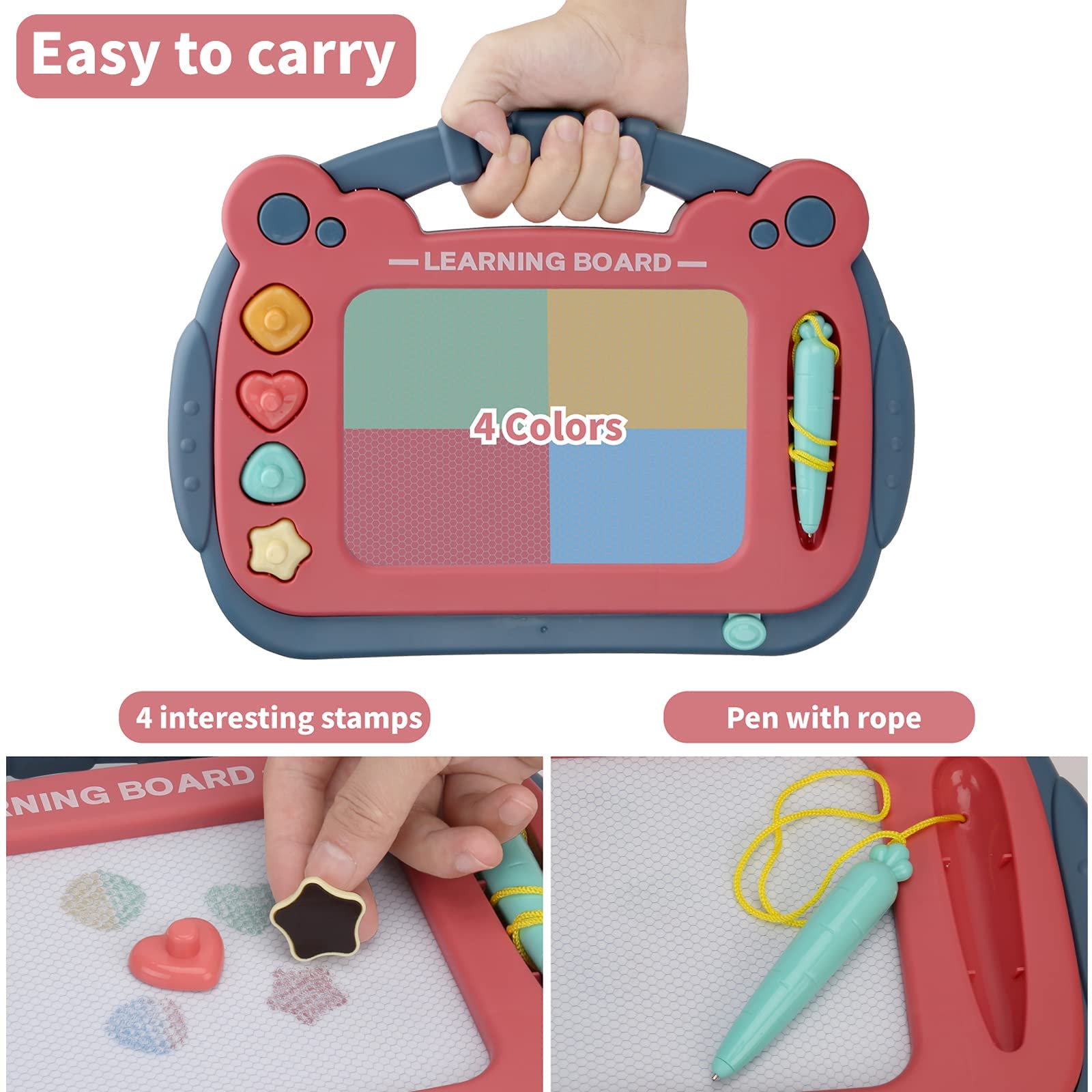 Magnetic Drawing Board for Toddlers 1-3, Color Erasable Doodle Writing Pad, Learning Painting Sketch Pad, Best Birthday Easter Christmas Halloween Kids Toy Gifts for Boys and Girls(Blue)