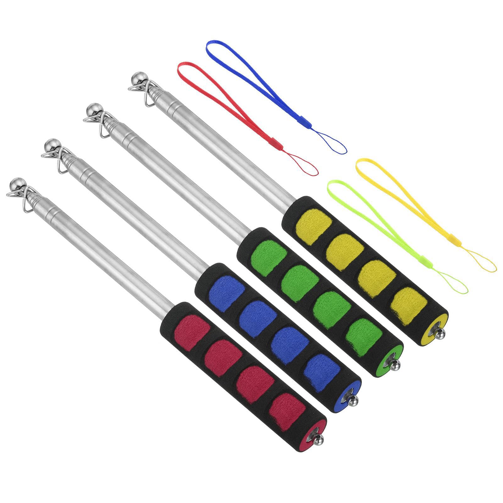 HREDZEO Telescopic Flag Pole,4 PCS Extendable Handheld Flagpole with Sponge Flag Poles Telescopic Stick Assorted Color Telescopic Handheld Flagpoles Extendable Pole for Tour Guide
