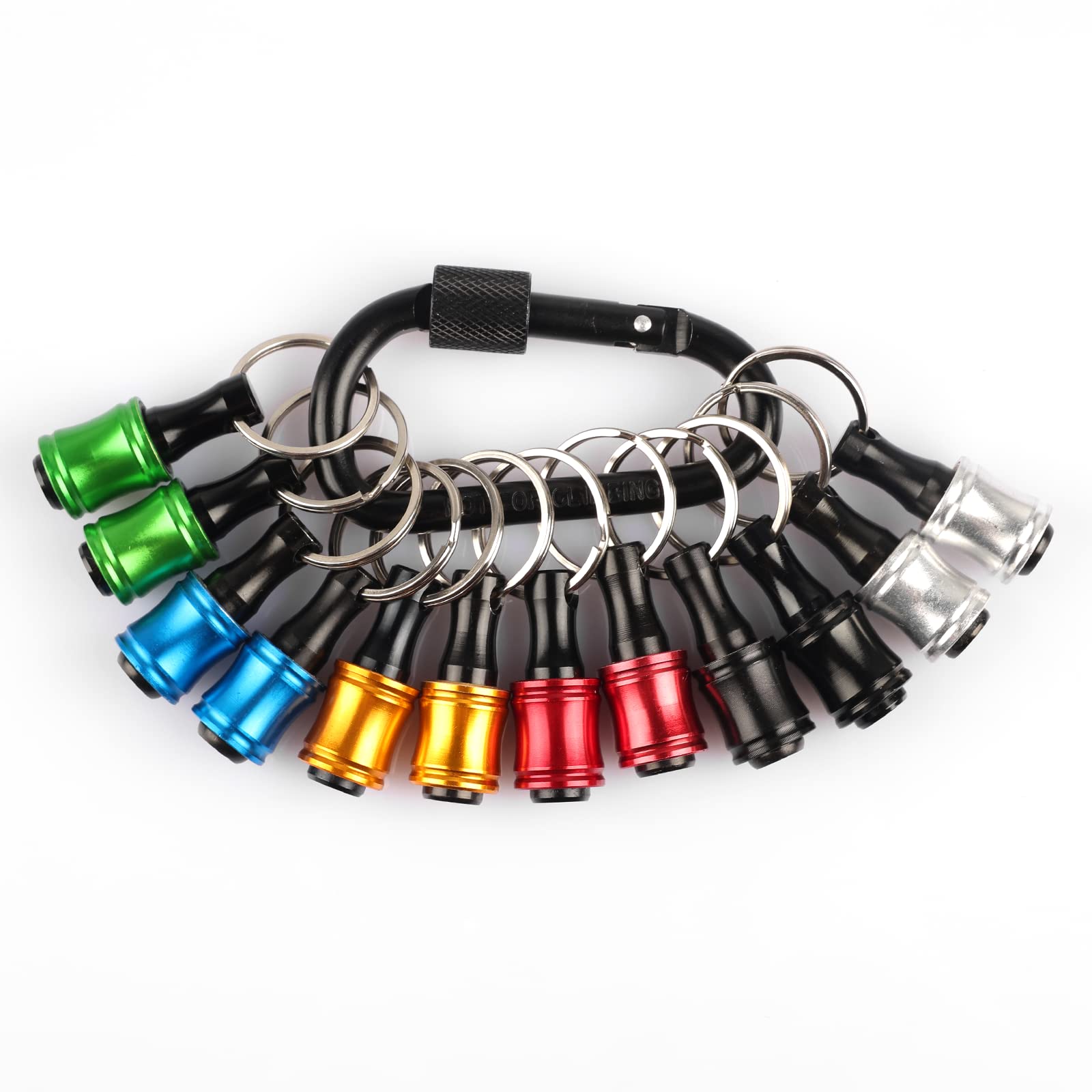 Katerk Portable 12pcs Bit holder Keychain Light Weight 1/4 inch Hex Shank Drill Screw Adapter Quick-change Screwdriver Electrician Tools Organizer — image 1