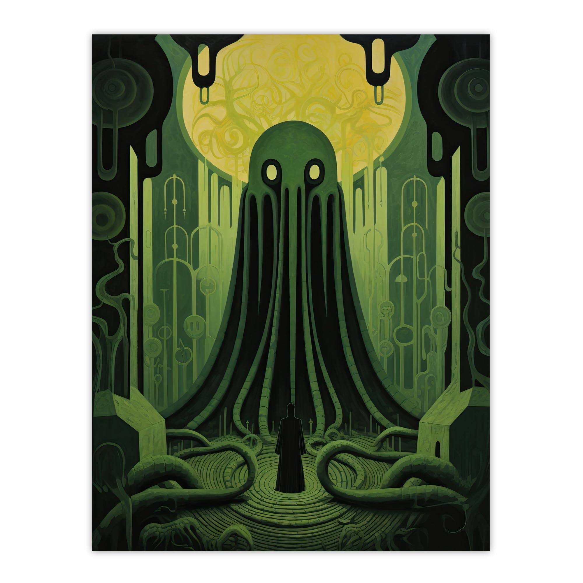 Artery8 The Rise Of Cthulhu H.P. Lovecraft Mythos Horror Madness Artwork Painting Extra Large XL Wall Art Poster Print