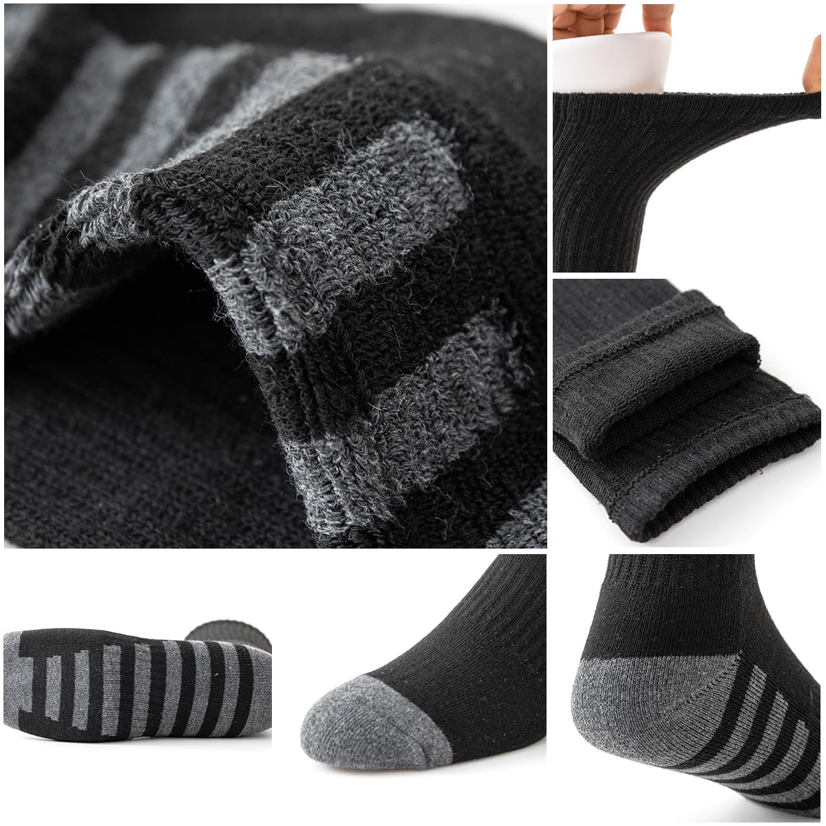 JOYNÉE 8 Pairs Mens Crew Work Cushion Socks Long Athletic Running Socks Workout Breathable Socks