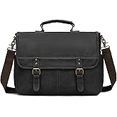 Leather Messenger Bag for Men, 15.6 Inch Laptop Briefcase Large Computer Satchel Shoulder Bag for Work/Business/Travel
