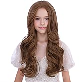 WAVELNM Kids Brown Wigs Ginger Long Wavy Curly Child Wigs Girls Ginger Brown Wig Kids Daily Halloween Cosplay Wig Synthetic Heat Resistant 22 Inches