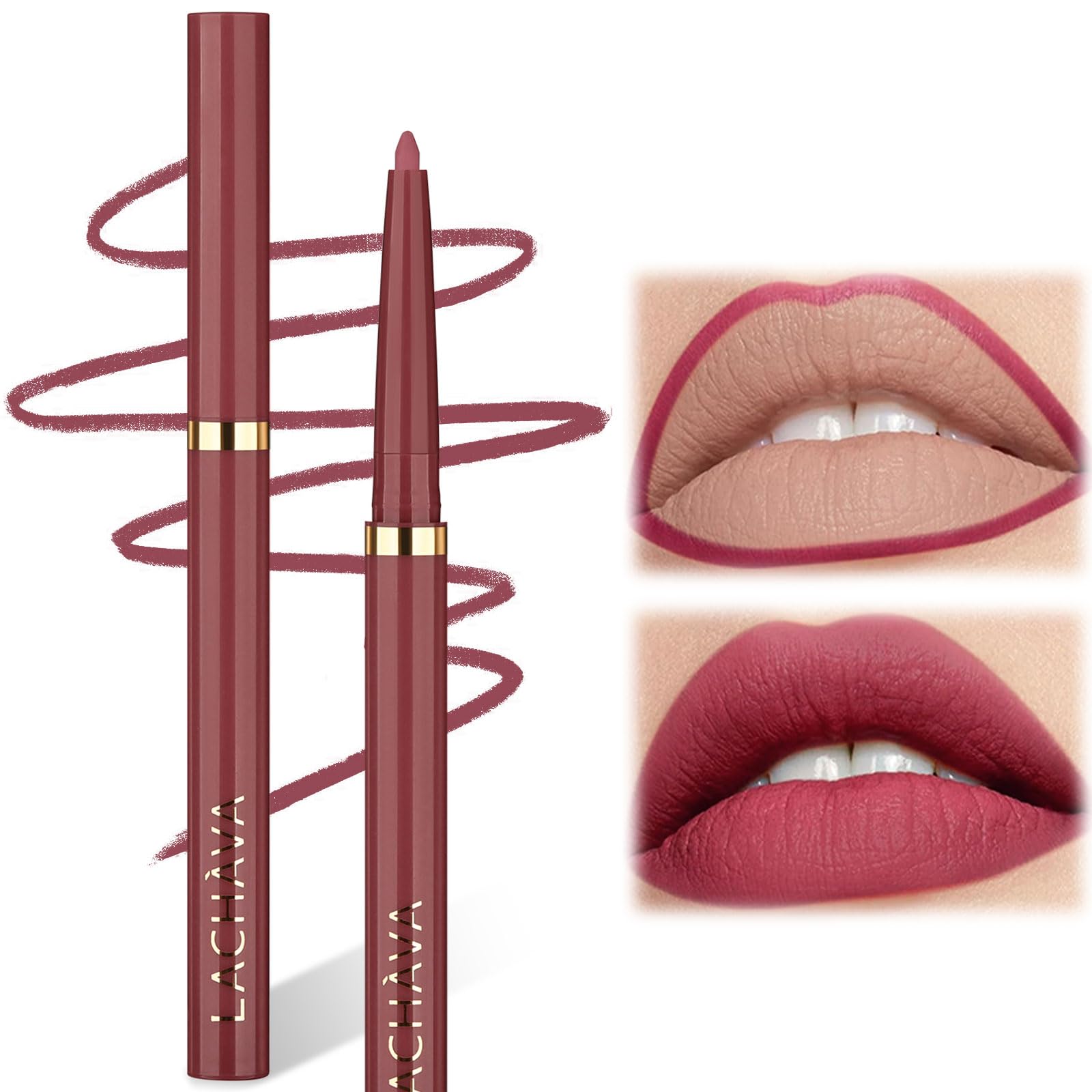 12 Colors Waterproof Nude Lip Liners Pencil - Matte Lip Liner Stain Long Lasting and Waterproof Lip Liner Pencil Non-Stick Cup for All Skin Types (#02, 7.3g)