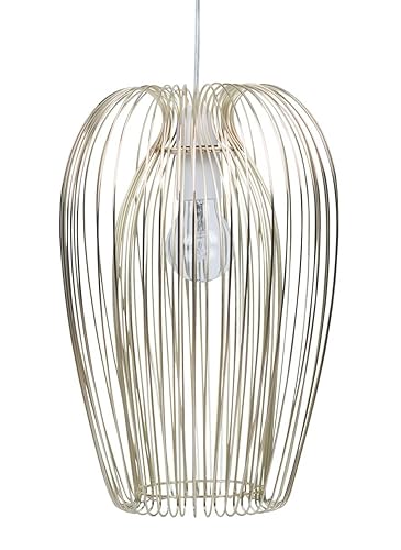Satin Gold Wire Hanging Ceiling Light Easy Fit Pendant Amazon Co