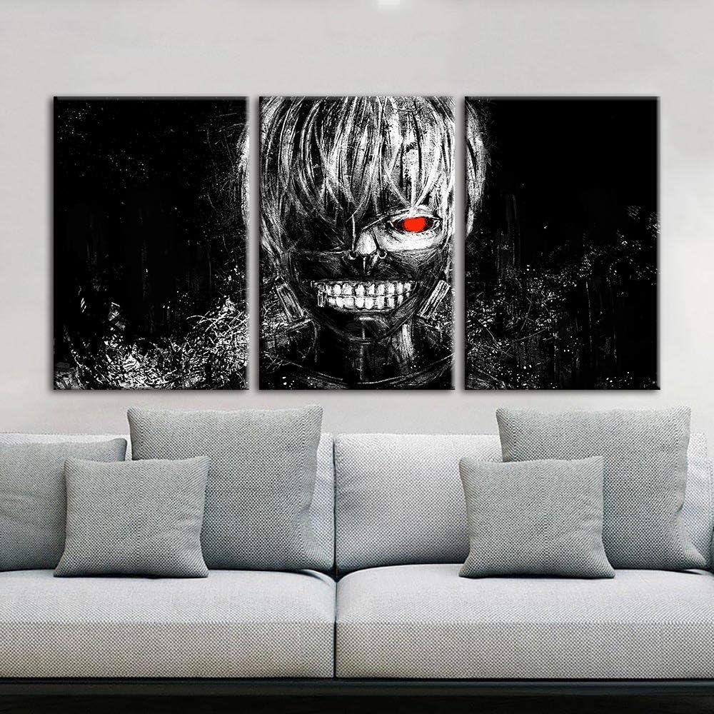 Amazon Com Qjxx Anime Artwork Collection Tokyo Ghoul Wall Poster Canvas Prints Kaneki Ken Manga Black Background Anime Poster Colorful Set Of 3 Posters A 60x90cm3 Posters Prints