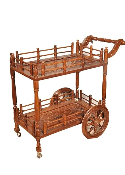 tayyaba enterprises Wooden Service Trolley (Brown, Free Size)