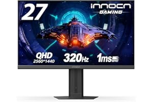 INNOCN 27" Gaming Monitor 2K QHD 2560 x 1440P 240Hz 320Hz 1ms IPS PC Computer Display, HDMI 2.1, DP 1.4, HDR 400, Eyes Care, Height/Pivot Adjustable, VESA Mountable, 27G2T