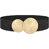 VONMELLI Wide Stretchy Belts for Women Dresses Elastic Waist Cinch Womens Belt with Gold Buckle