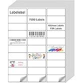 (7500 Pcs/250 Sheets) A4 30 Up Shipping Address Labels, 30 Per Page,1" x2-5/8 Mailing Label, 30-UP White Shipping Labels for Inkjet or Laser Printer,