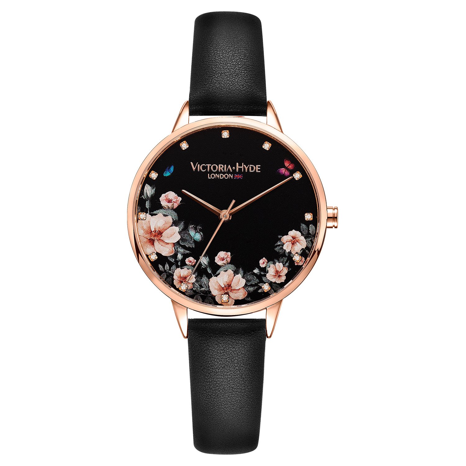 VICTORIA HYDE Women Watch Floral Bird Pattern Dial Analog Quartz Genuine Leather Strap — image 1