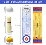 RAYNA GAMES 3 in 1 Tabletop Shuffleboard Bowling Curling Set 120x30cm view 2
