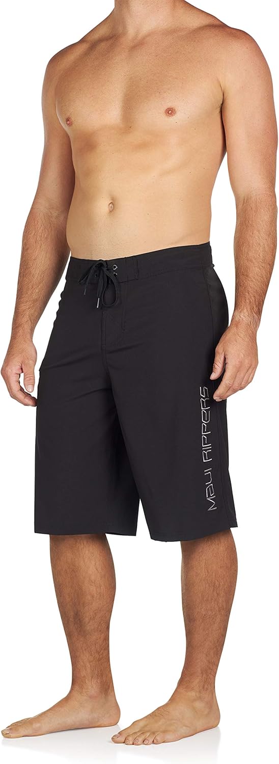 Maui Rippers Long Board Shorts 24 Inch Outseam (34) Black Amazon.co.uk