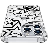 Wihytec Star Phone Case for iPhone 15 Star Case Cover Clear w/Four Corner Reinforced Shockproof Girly Women Phone Cover Transparent